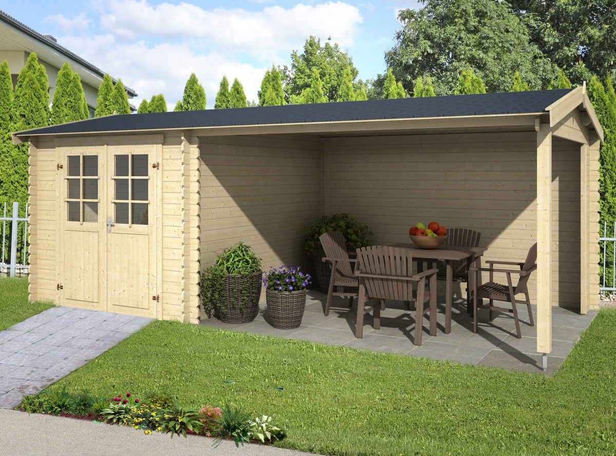 LASITA MAJA Gartenhaus Ivana, 590 x 295 cm, 28 mm, mit Anbau