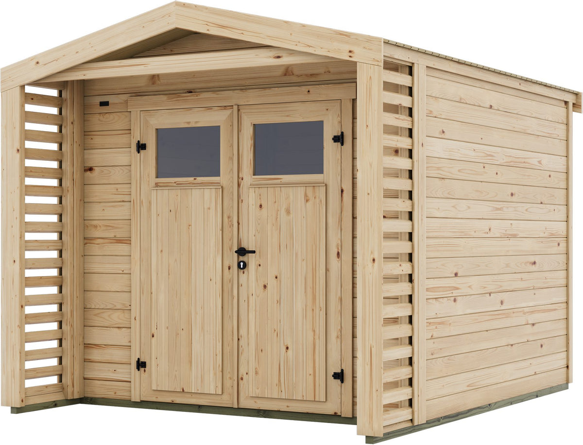 weka Gartenhaus Killarney, 285 x 298 cm, mit Vordach – Ansicht 2