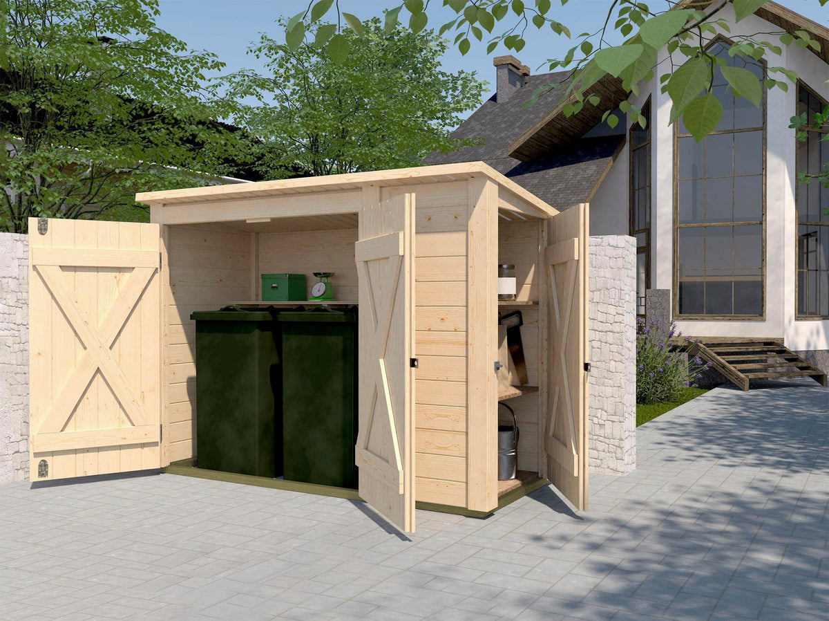 weka Gerätehaus Multibox mit Regalsystem, 215 x 95 cm, mit Anbau