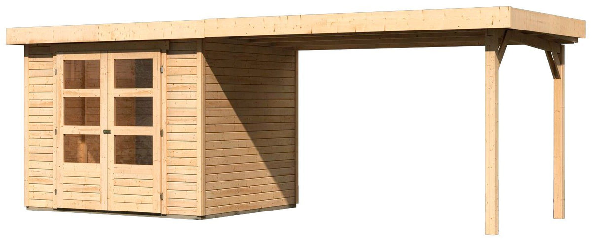 Karibu Gartenhaus Arnis, 266 x 238 cm, mit Anbaudach – Ansicht 2