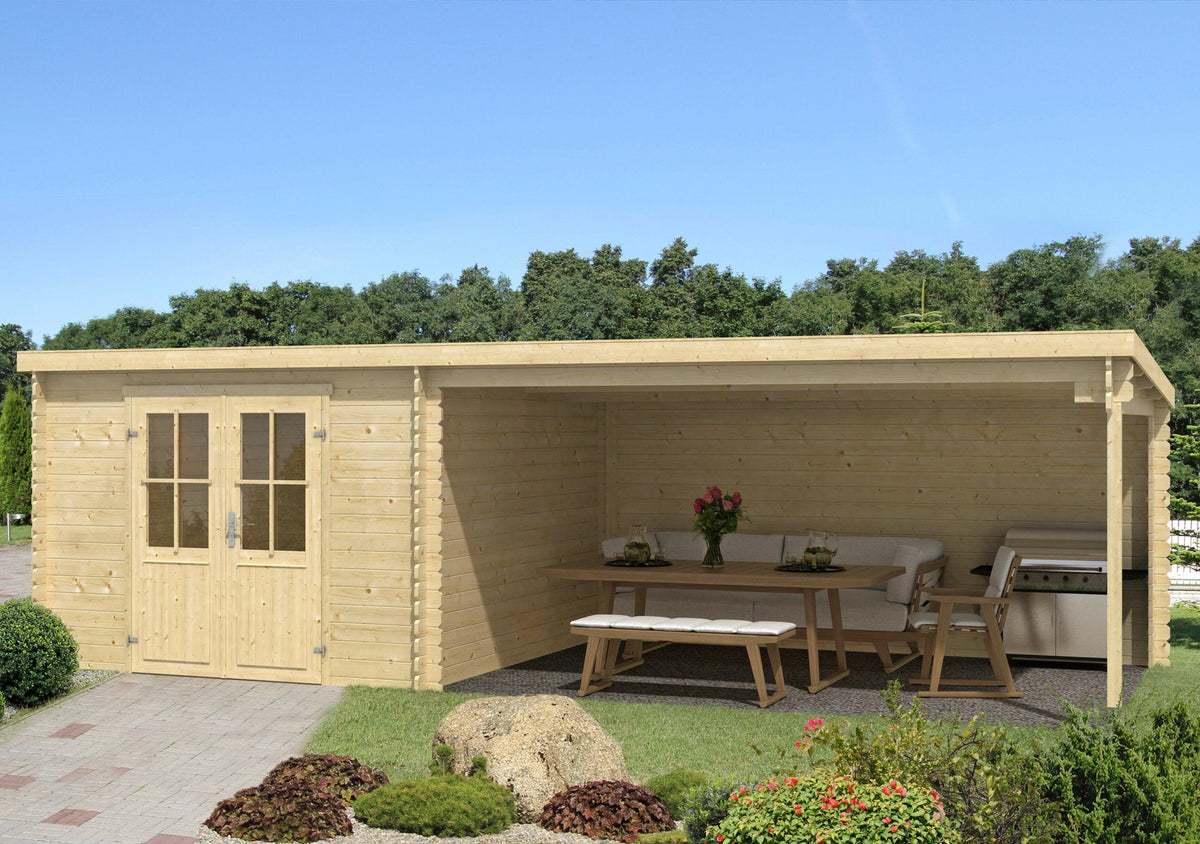 LASITA MAJA Gartenhaus St. Louis, 701 x 319 cm, 28 mm, mit Anbau