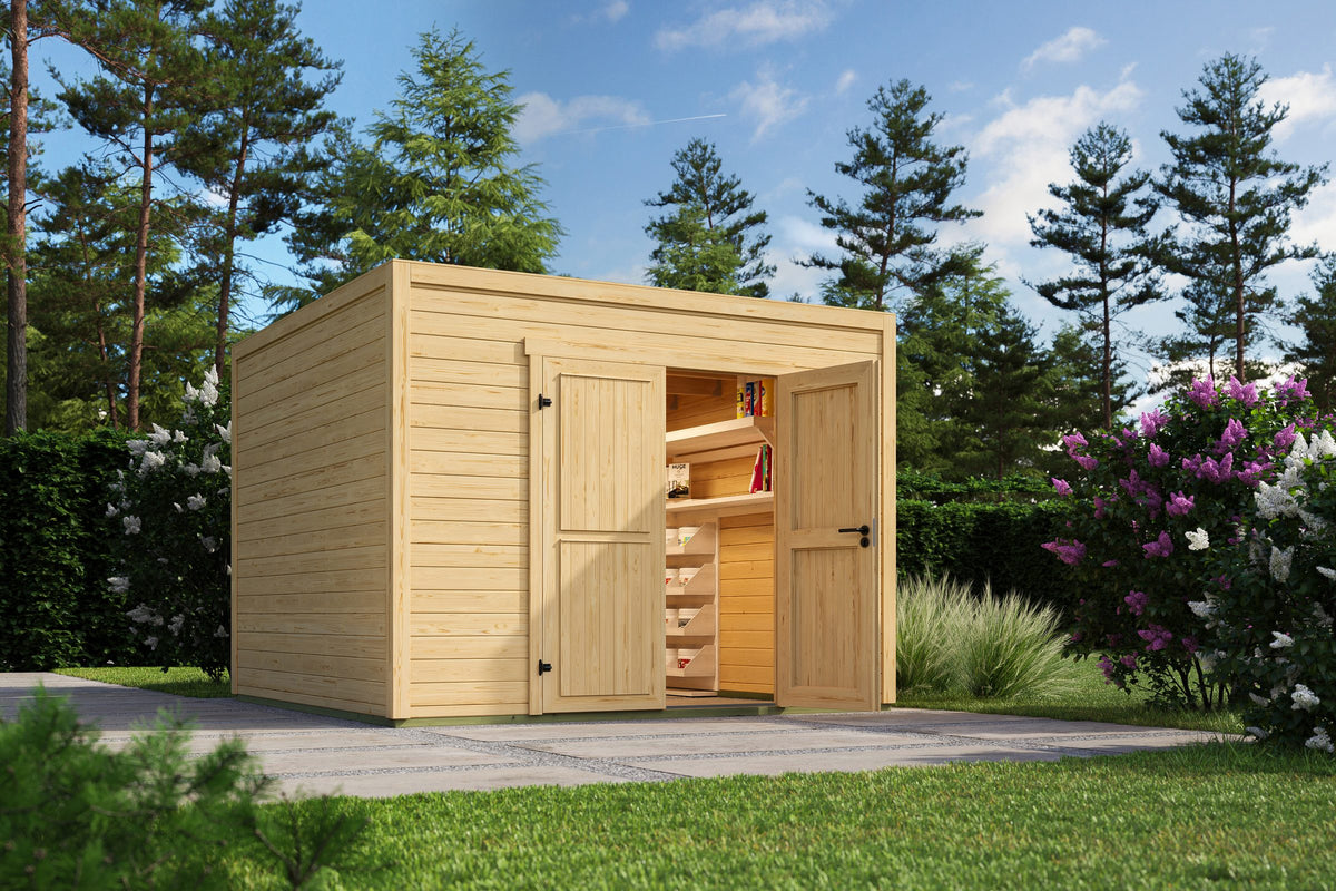 Nordic Holz Gartenhaus Fynn 3, 300 x 304,6 cm, mit Anbau