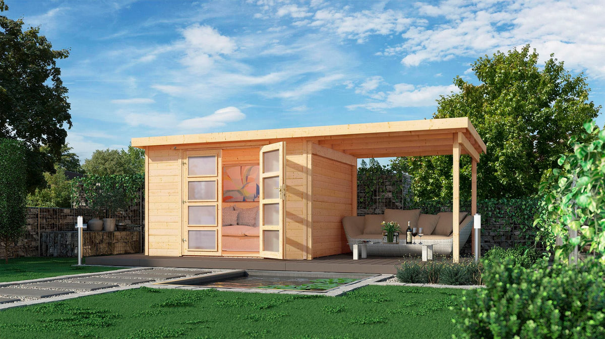 weka Gartenhaus 321 B Gr.5, 553 x 293 cm, 19 mm, mit Anbau