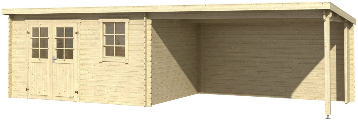 LASITA MAJA Gartenhaus Reno, 780 x 314 cm, 28 mm, mit Anbau – Ansicht 3
