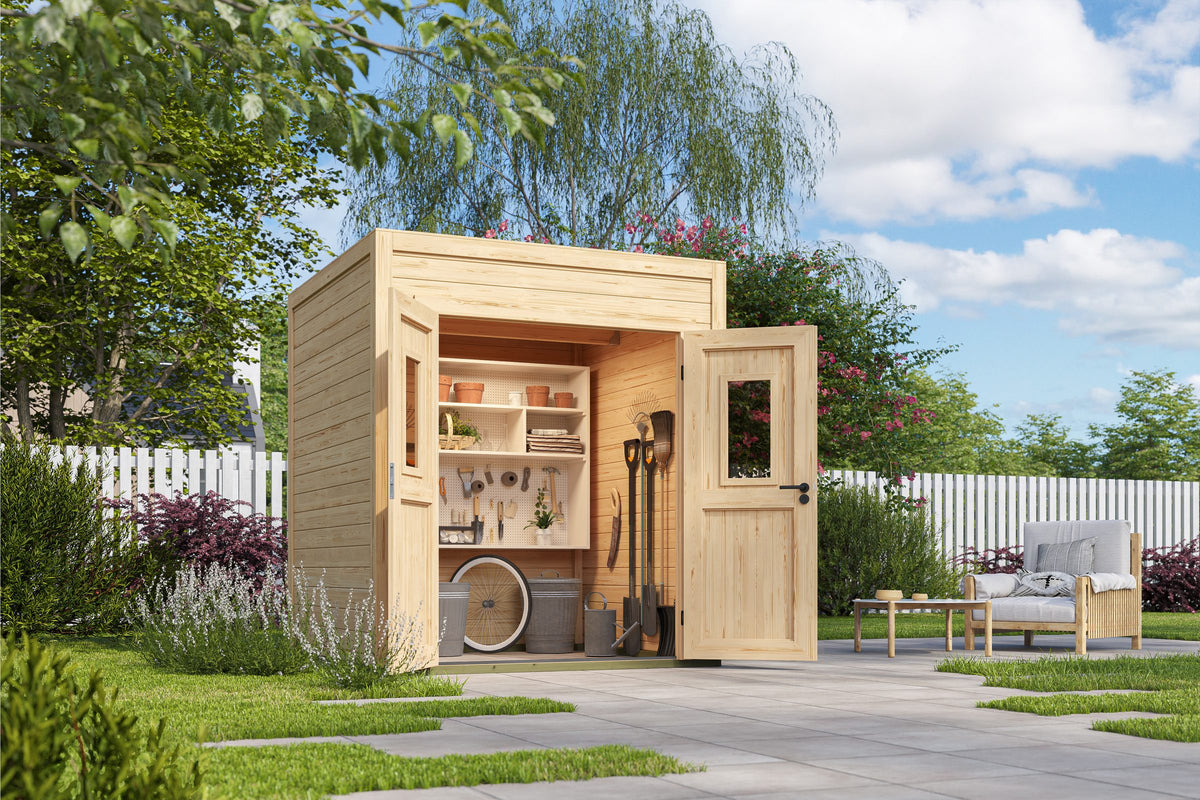 Nordic Holz Gartenhaus Felix 1, 200 x 207,4 cm, mit Anbau