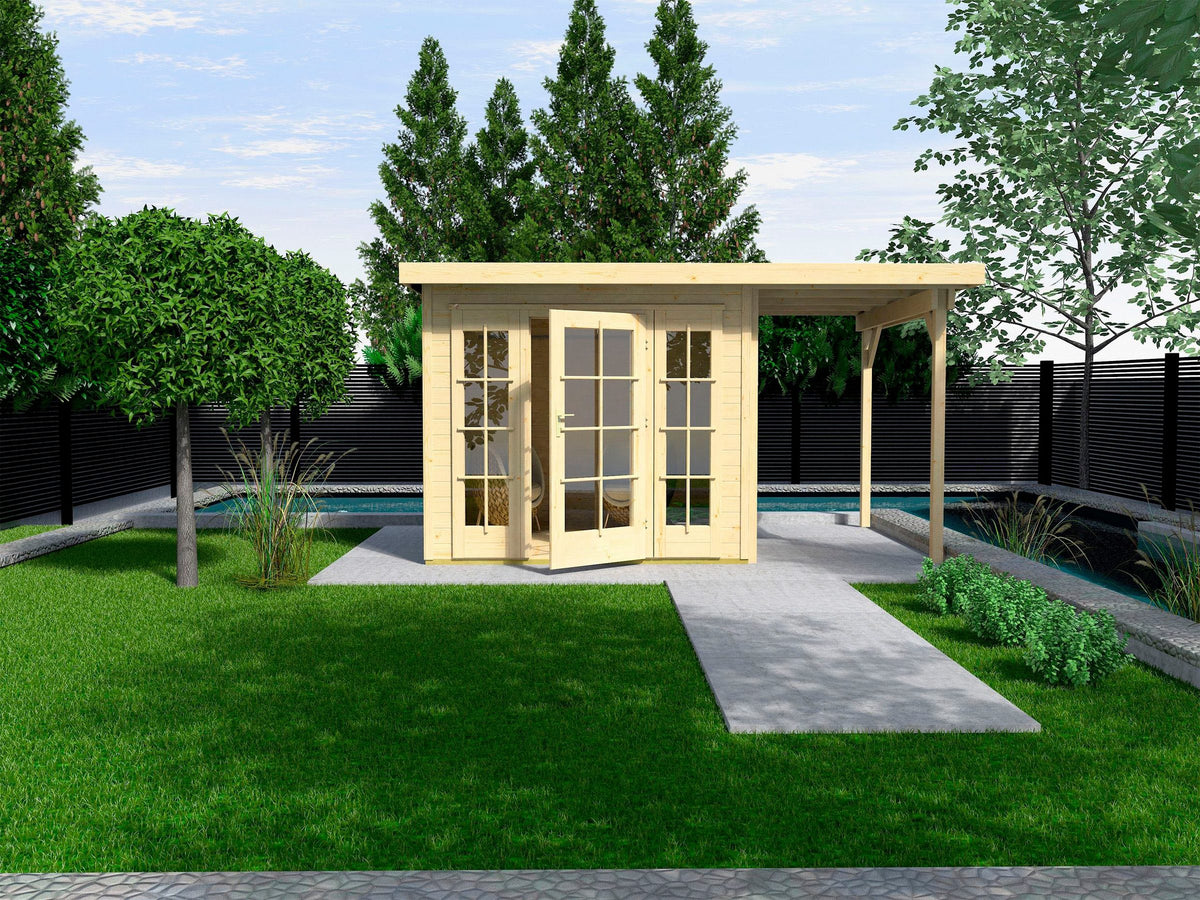 weka Gartenhaus Panorama 172 Gr.1, 554 x 286 cm, 21 mm, mit Anbau