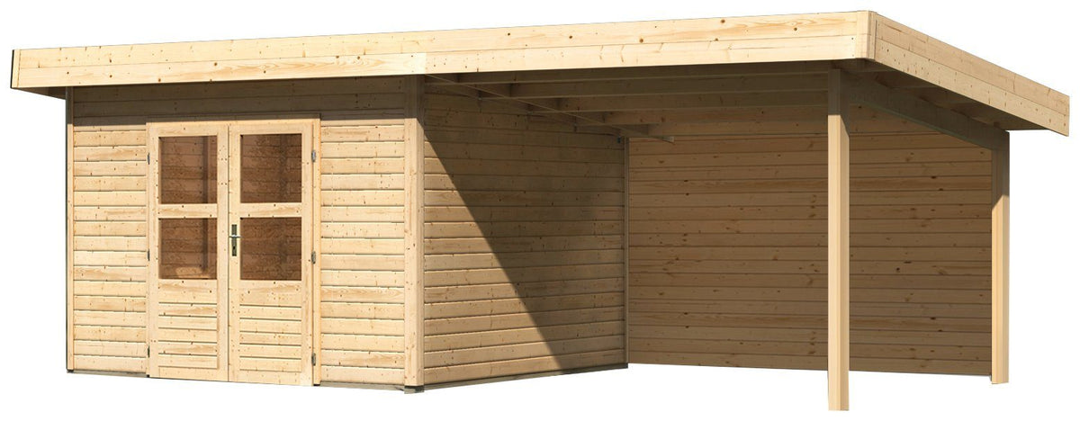 Karibu Gartenhaus Perlsee 3, 604 x 360 cm, mit Anbaudach – Ansicht 2