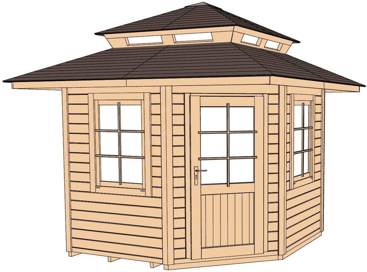 weka Gartenhaus 149 5-Eck m. Dachaufsatz Gr.1, 318 x 318 cm, 28 mm – Ansicht 2