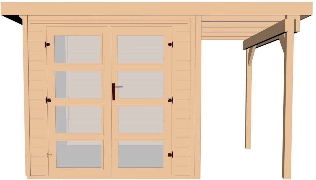 weka Gartenhaus 321 A Gr.3, 393 x 293 cm, 19 mm, mit Anbau – Ansicht 2