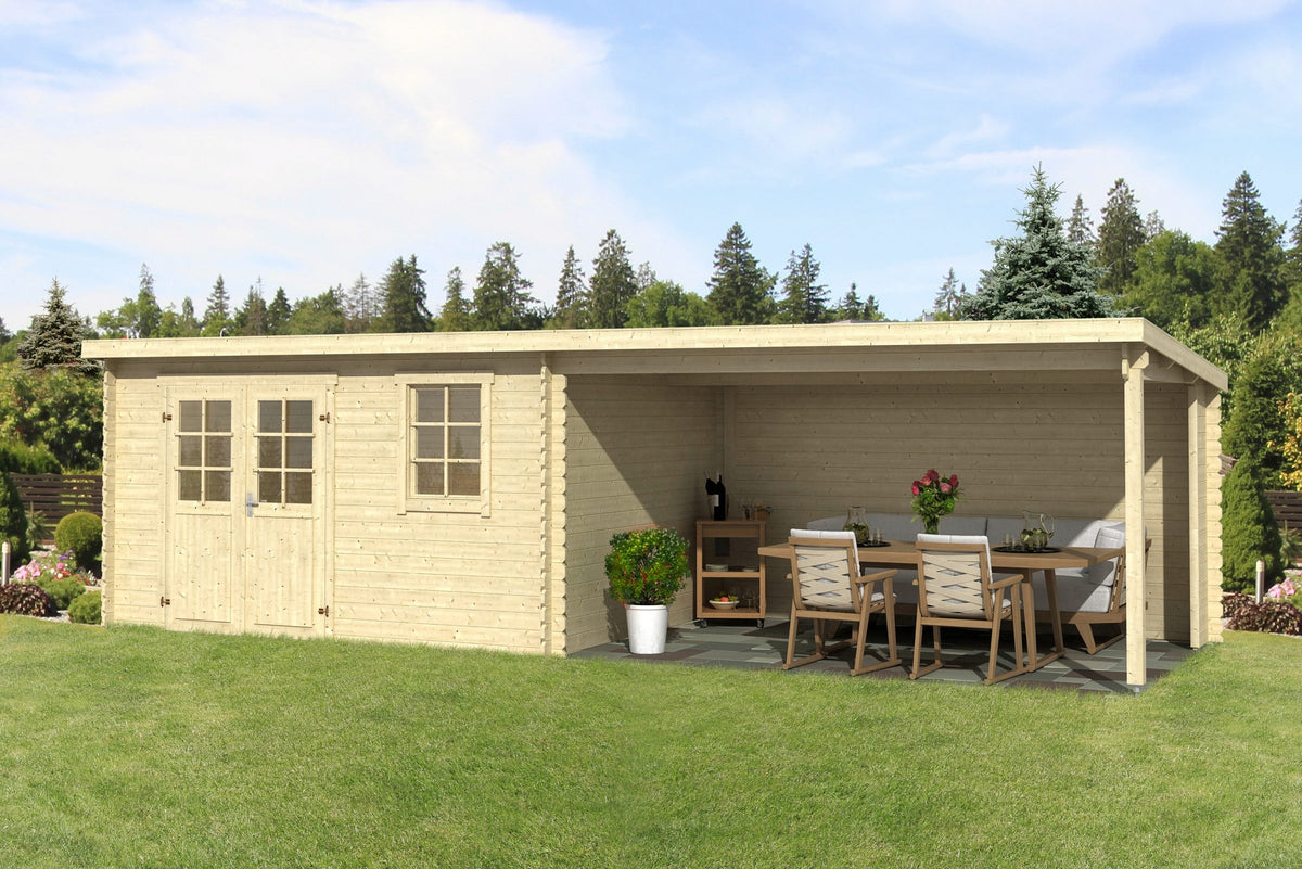 LASITA MAJA Gartenhaus Reno, 780 x 314 cm, 28 mm, mit Anbau