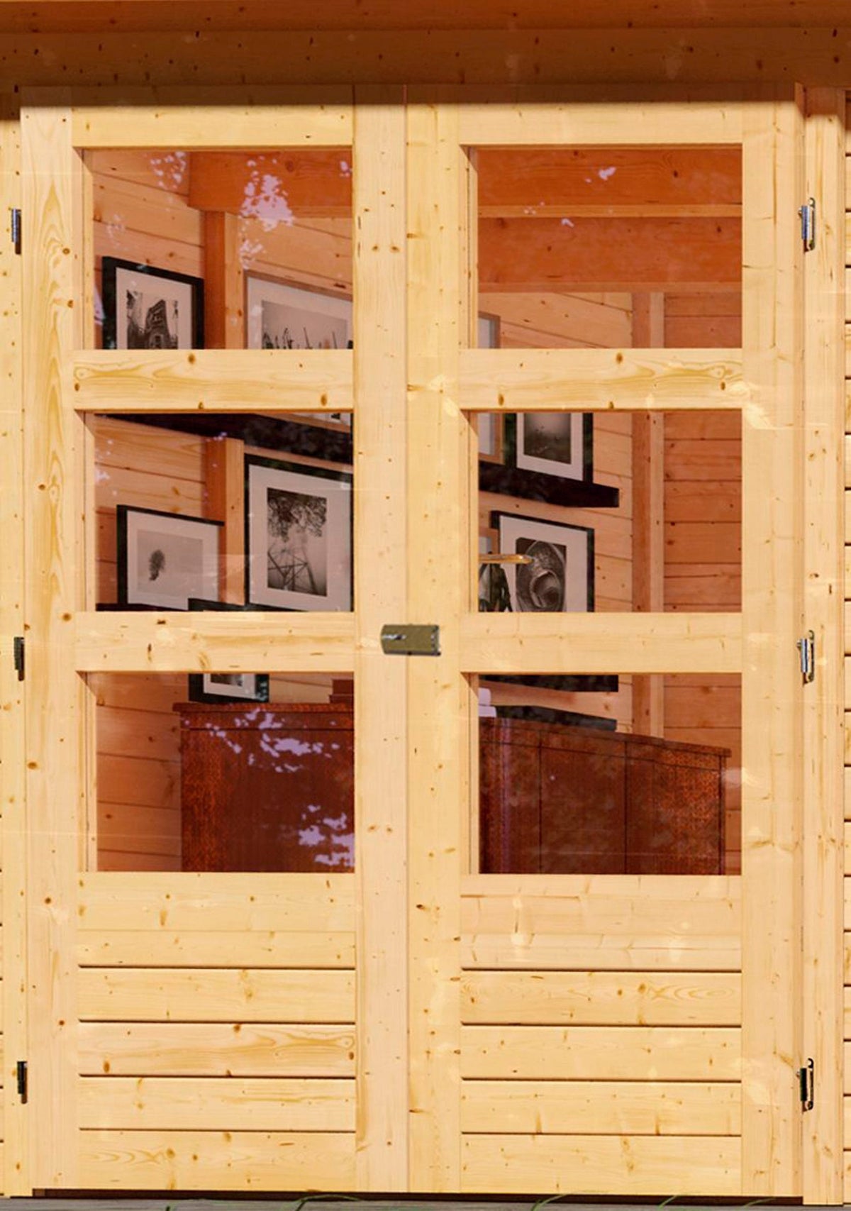 Karibu Gartenhaus Arnis, 330 x 238 cm, mit Anbaudach – Ansicht 3