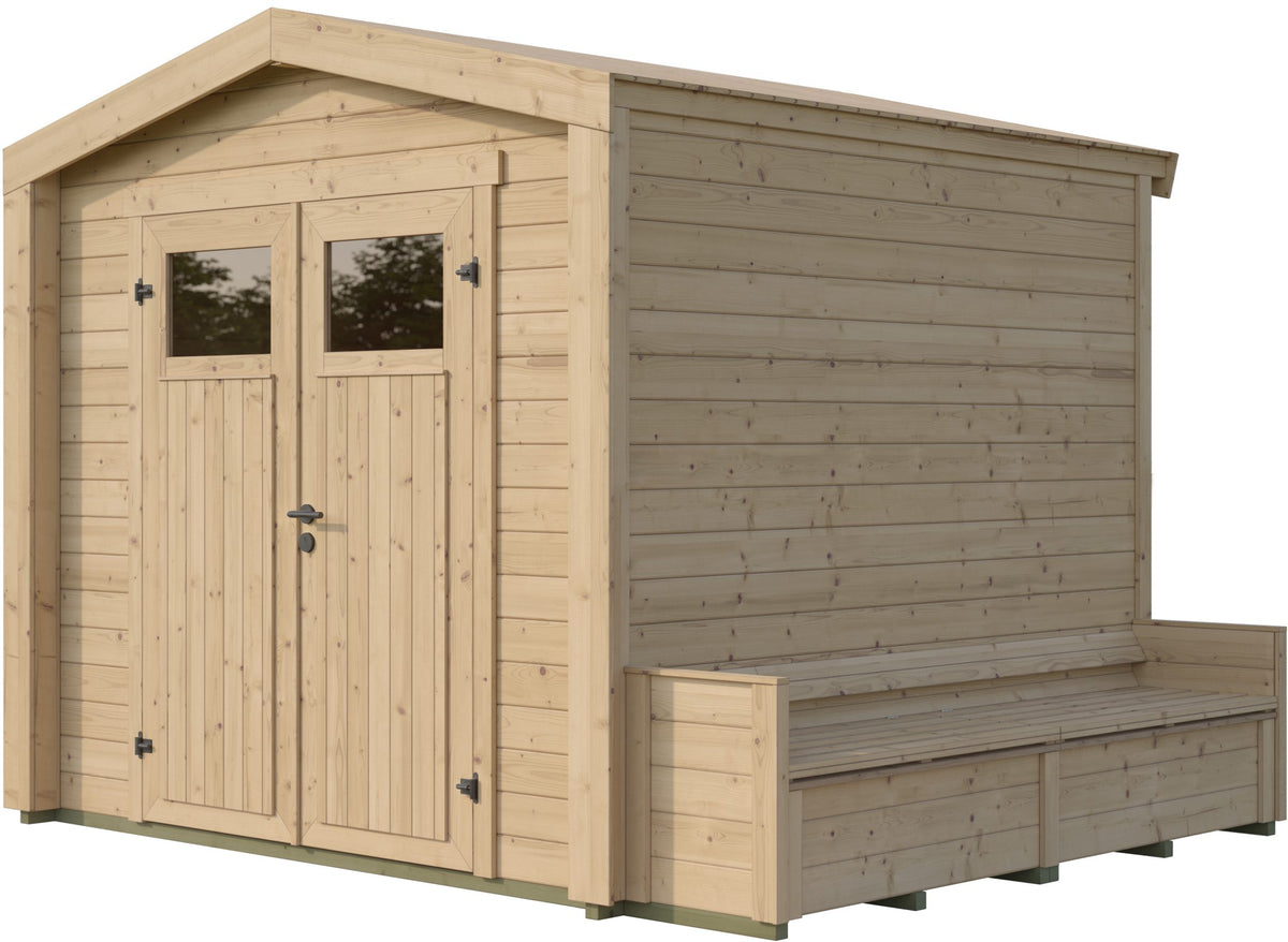 weka Gartenhaus Killarney, 294 x 248 cm, mit Sitztruhe – Ansicht 2
