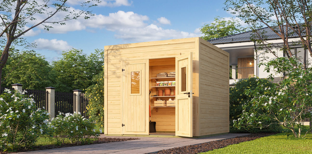 Nordic Holz Gartenhaus Felix 2, 250 x 257,5 cm, mit Anbau