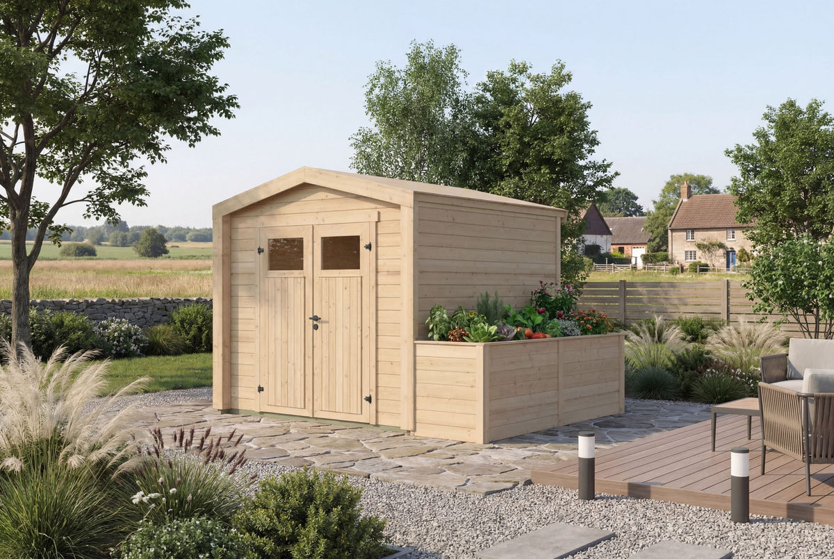 weka Gartenhaus Killarney, 320 x 248 cm, mit Hochbeet