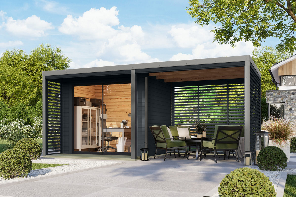 Karibu Gartenhaus Saturino SET, 540 x 276 cm, mit Fußboden