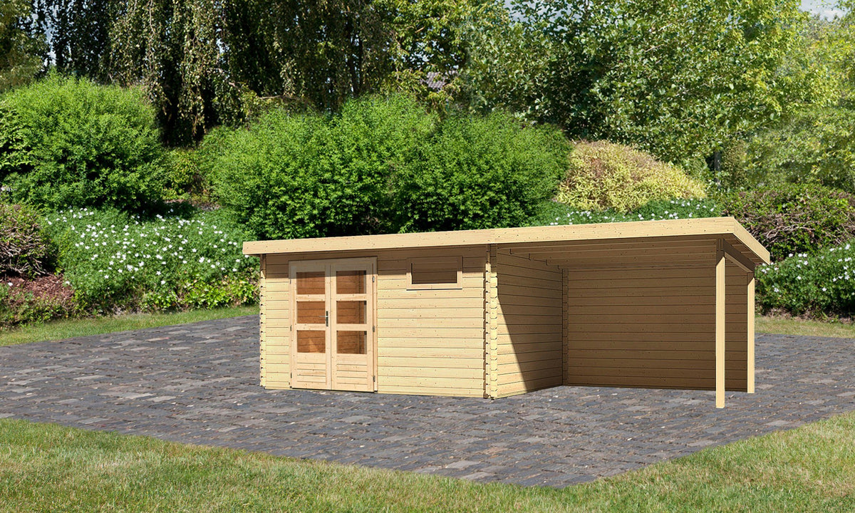 Karibu Gartenhaus Schloßsee 8, 704 x 333 cm, mit Anbaudach