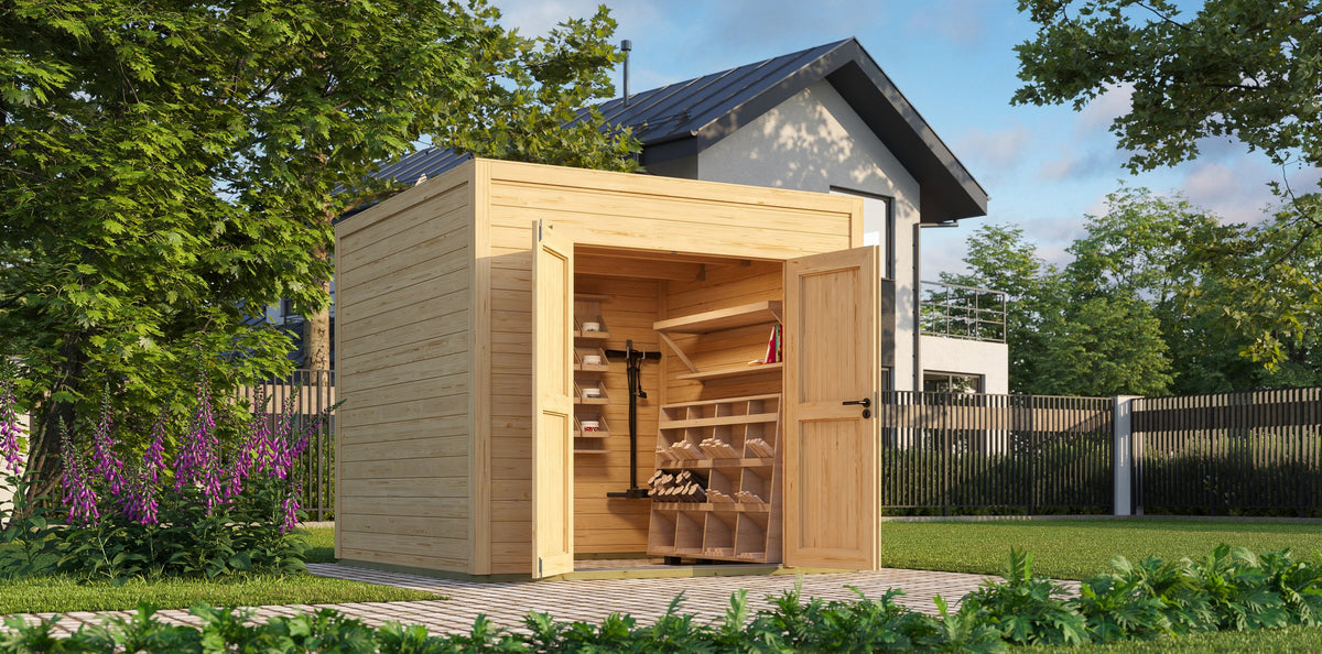 Nordic Holz Gartenhaus Fynn 2, 250 x 257,5 cm, mit Anbau
