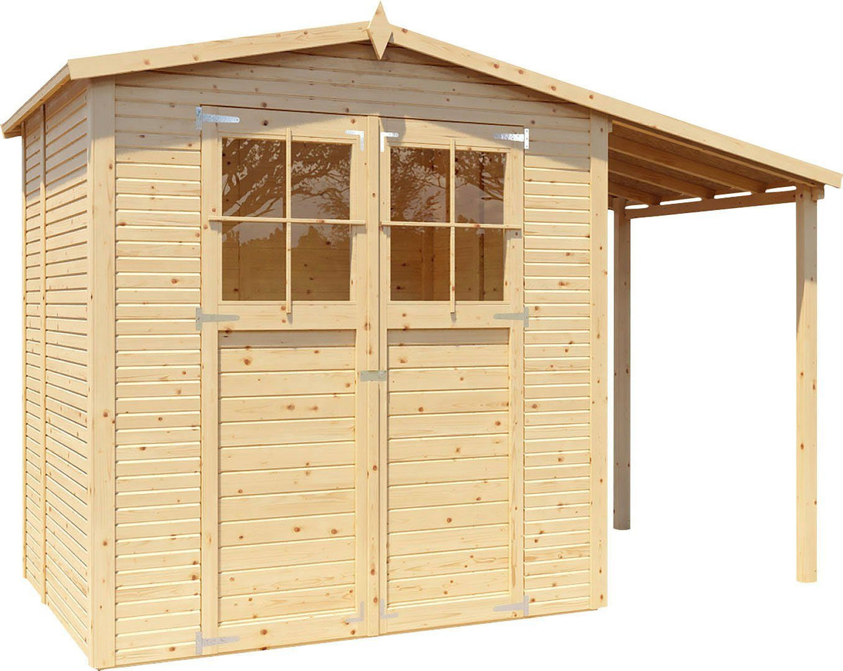 KONIFERA Gartenhaus Alto 2 PLUS Fineline Satteldach, 343 x 169 cm, mit Anbaudach – Ansicht 2