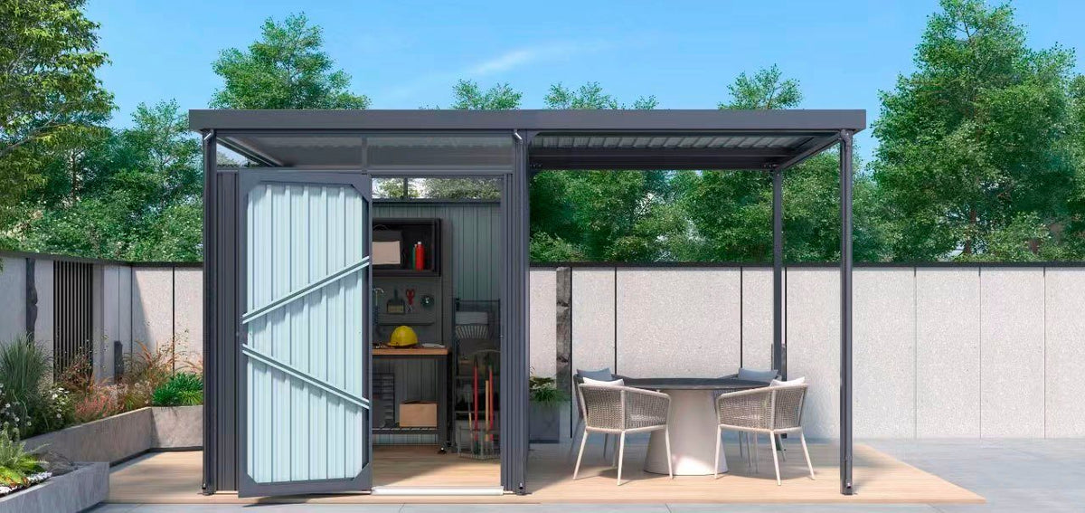 KONIFERA Gerätehaus Stefano mini, 403 x 245 cm, mit Anbau