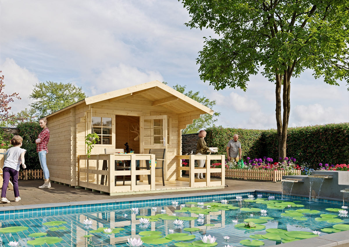 KONIFERA Gartenhaus Kallenberg 2, 340 x 443 cm, mit Fußboden und Terrasse – Ansicht 3