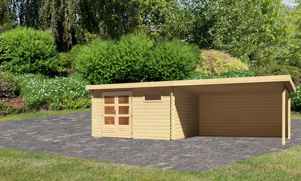 Karibu Gartenhaus Schloßsee 8, 804 x 333 cm, mit Anbaudach