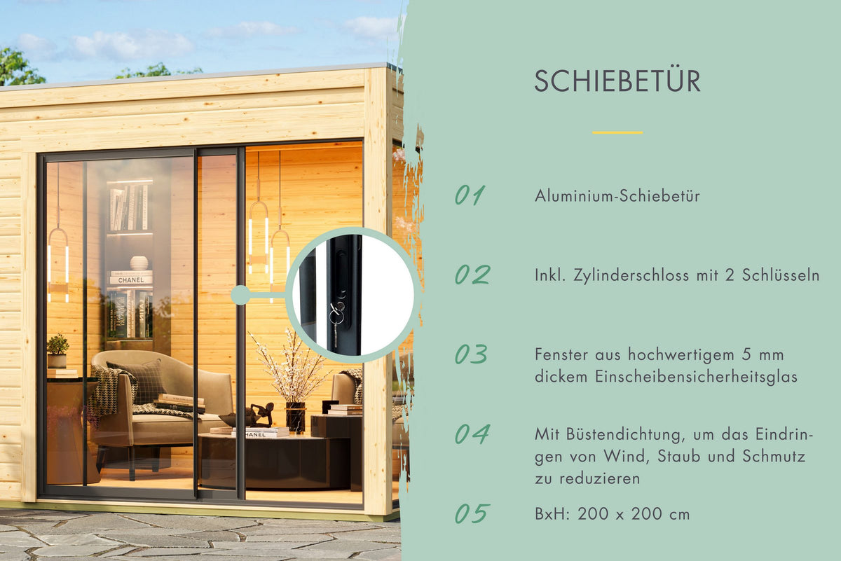 Karibu Gartenhaus Saturino, 276 x 276 cm, mit Fußboden – Ansicht 3