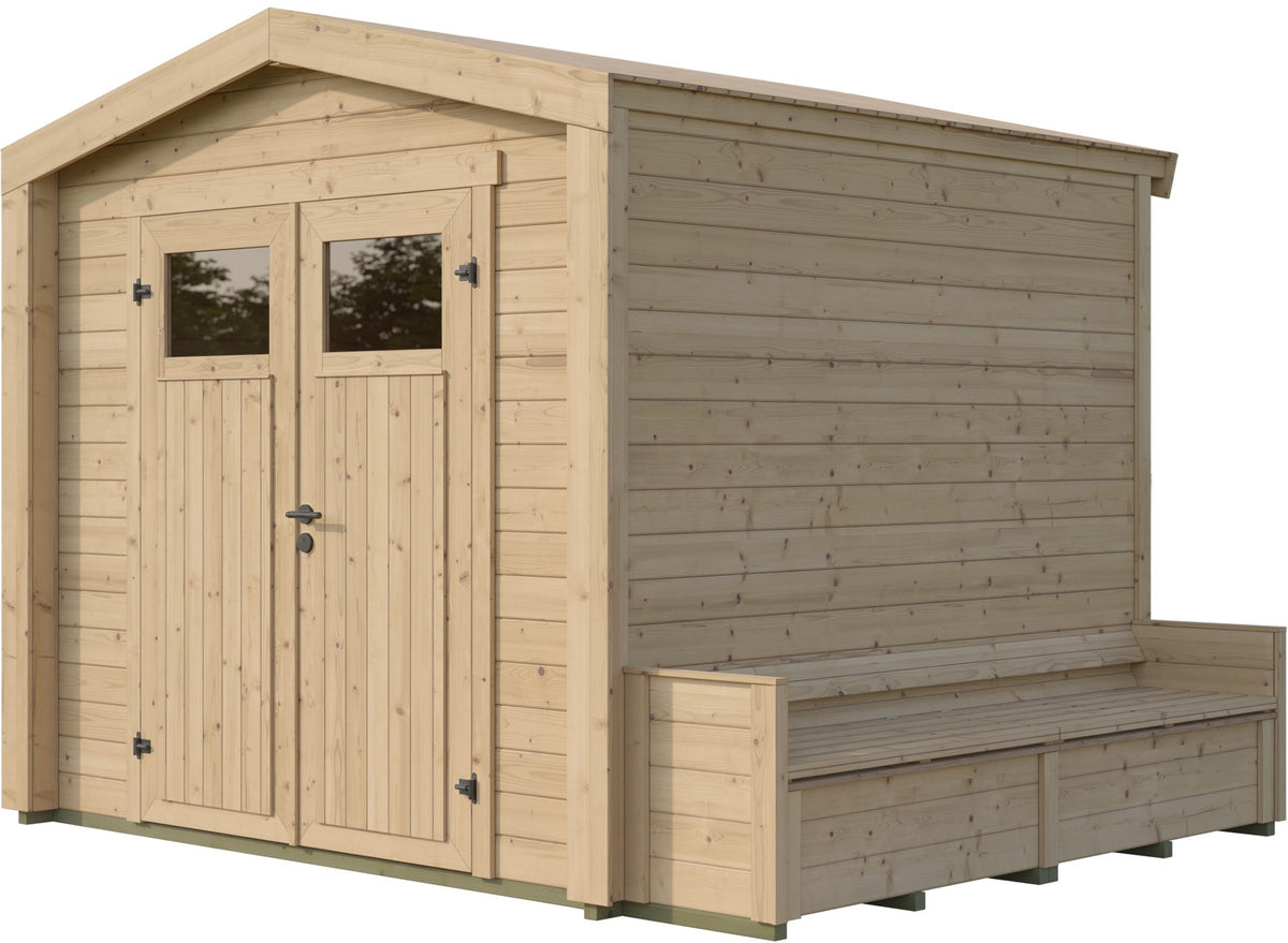 weka Gartenhaus Killarney, 308 x 263 cm, mit Sitztruhe – Ansicht 2