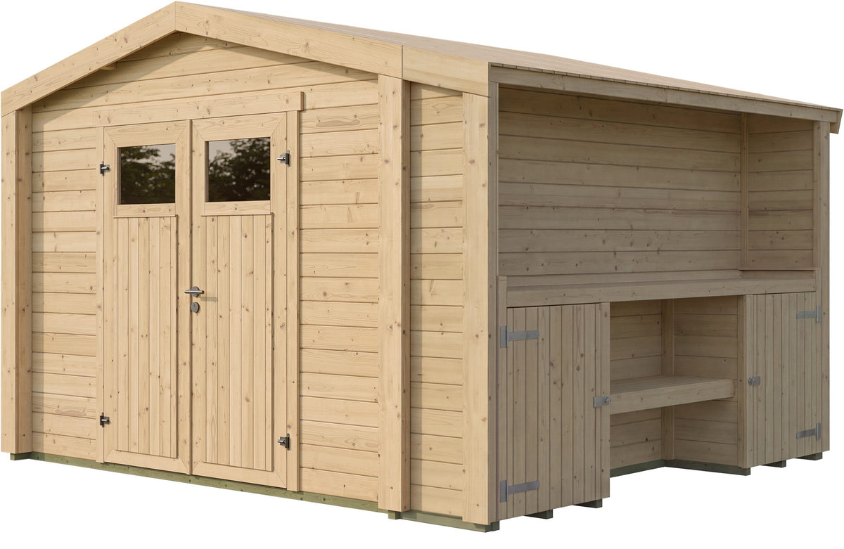 weka Gartenhaus Killarney, 361 x 313 cm, mit Pflanztisch – Ansicht 2