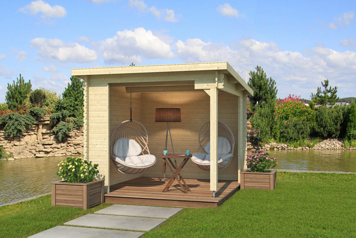 LASITA MAJA Gartenhaus Unterstand/Lounge Buffalo 275, 295 x 324 cm, 28 mm, mit Terrasse