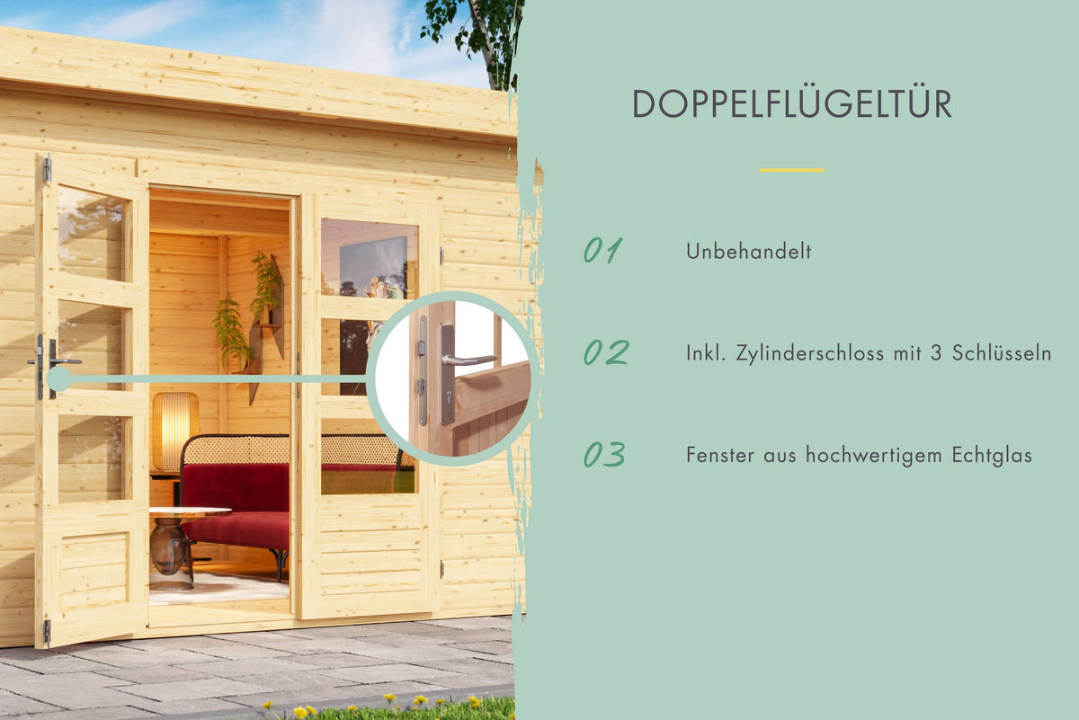 Karibu Gartenhaus Remus inkl Anbaudach 3m, 571 x 297 cm – Ansicht 2
