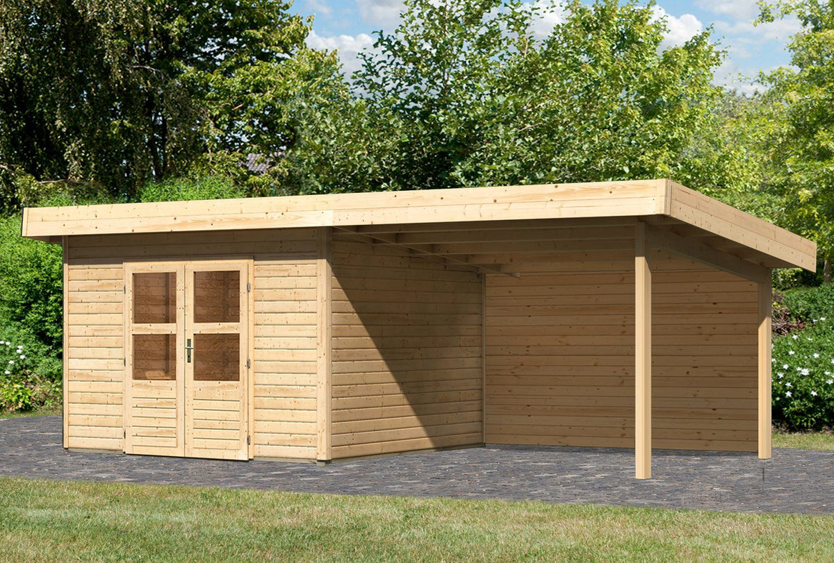 Karibu Gartenhaus Perlsee 3, 604 x 360 cm, mit Anbaudach