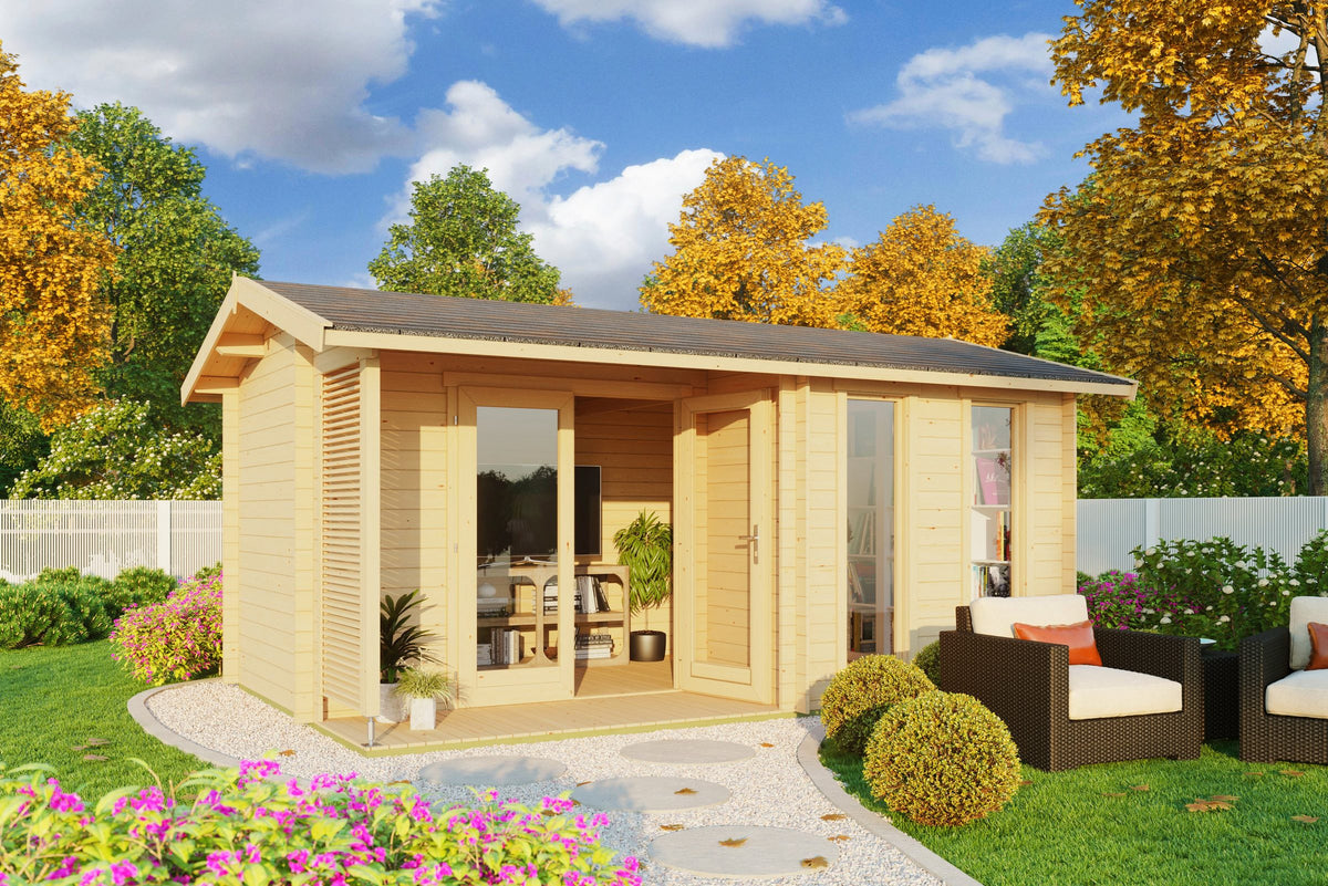 LASITA MAJA Gartenhaus Riverside, 500 x 357 cm, 28 mm, mit Terrasse