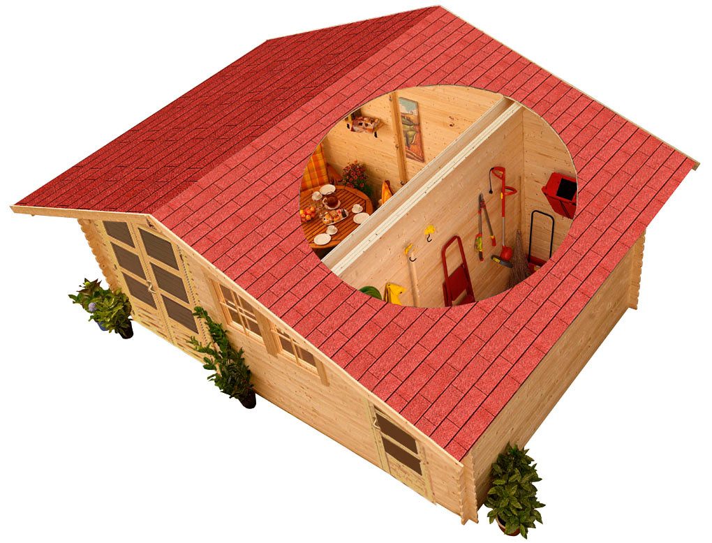 Karibu Gartenhaus Lagor 2, 507 x 327 cm, 38 mm – Ansicht 2