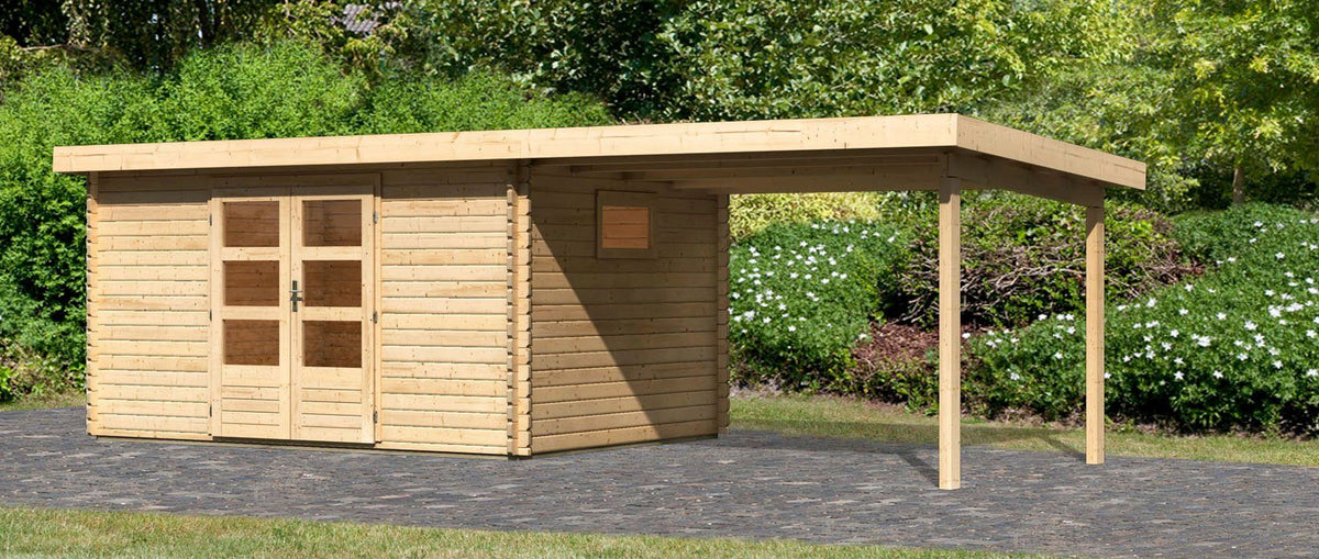 Karibu Gartenhaus Trittau 5, 706 x 333 cm, mit Anbaudach