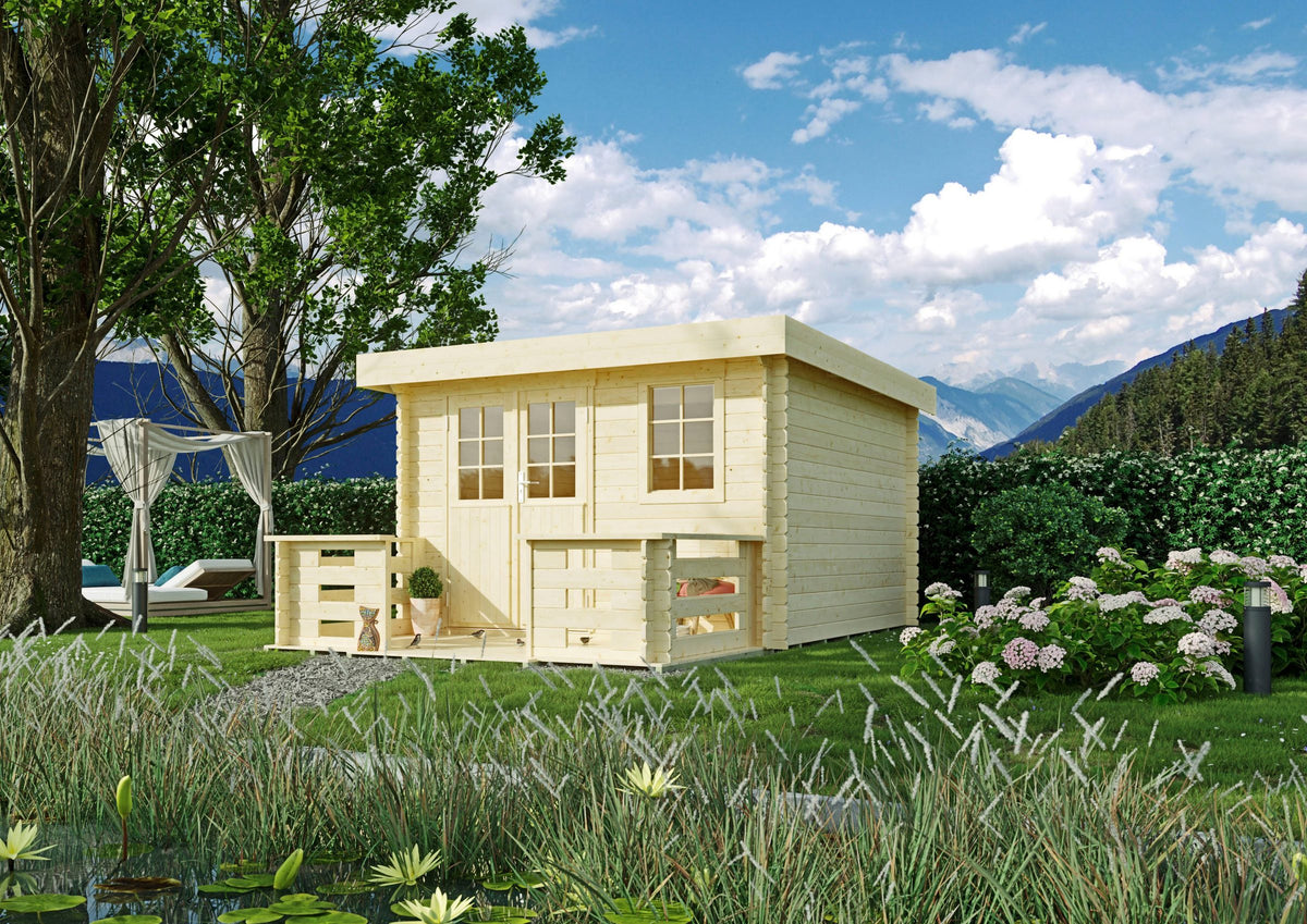 KONIFERA Gartenhaus Sirius, 343 x 345 cm, mit Fußboden und Terrasse